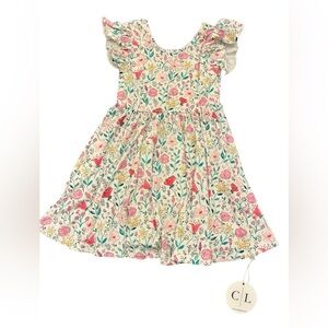 Girls Caden Lane Floral Ruffle Twirl Dress - Multicolor